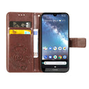 Four-leaf Clasp Embossed Buckle Mobile Phone Protection Leather Case with Lanyard & Card Slot & Wallet & Bracket Function for Nokia 2.2(Brown)