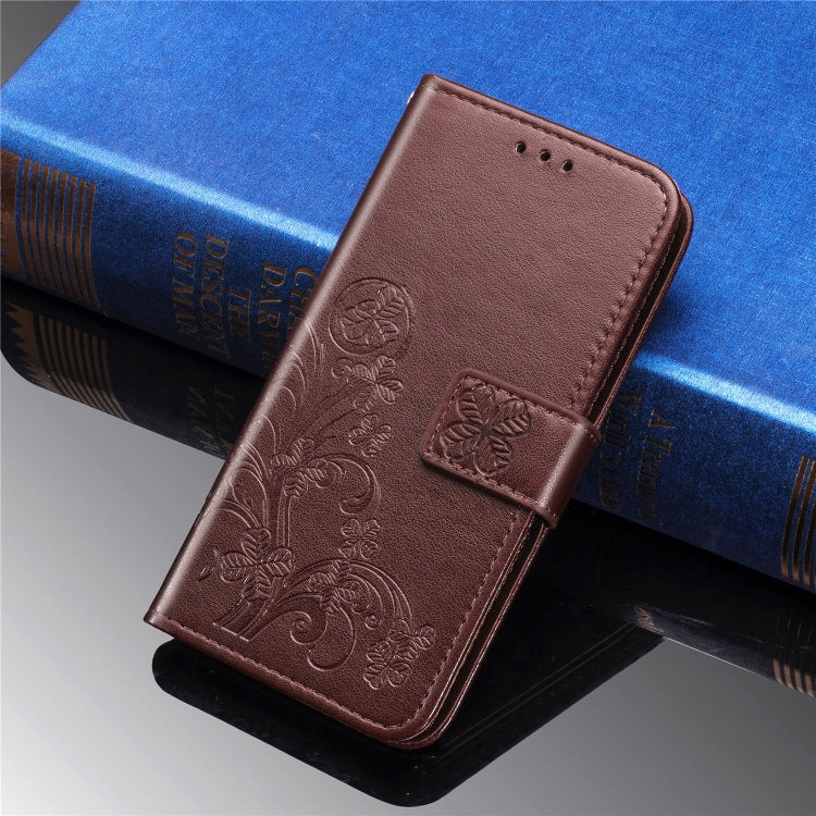 Four-leaf Clasp Embossed Buckle Mobile Phone Protection Leather Case with Lanyard & Card Slot & Wallet & Bracket Function for Nokia 2.2(Brown)