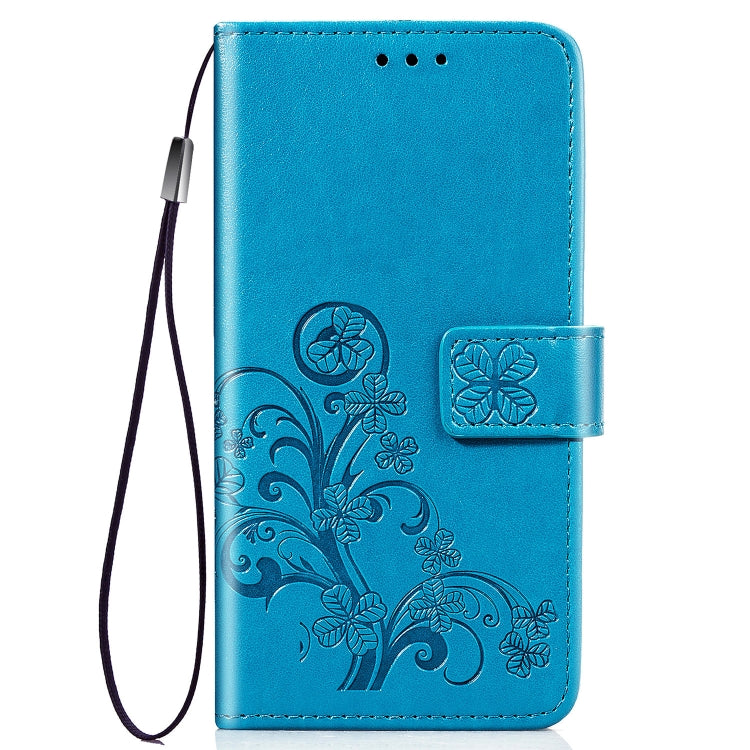 Four-leaf Clasp Embossed Buckle Mobile Phone Protection Leather Case with Lanyard & Card Slot & Wallet & Bracket Function for Nokia 2.2(Blue)