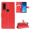 Retro Crazy Horse Texture Horizontal Flip Leather Case for Motorola One Action , with Holder & Card Slots & Photo Frame(Red)