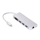 USB 3.0 Hubs 6 in 1 Type C Hub Type-C to HDMI VGA RJ45 Dual USB3.0 PD Charging Port Adapter Cable Converter for Laptop Macbook(Silver)