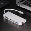 USB 3.0 Hubs 6 in 1 Type C Hub Type-C to HDMI VGA RJ45 Dual USB3.0 PD Charging Port Adapter Cable Converter for Laptop Macbook(Silver)