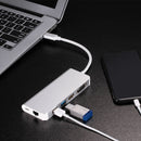 USB 3.0 Hubs 6 in 1 Type C Hub Type-C to HDMI VGA RJ45 Dual USB3.0 PD Charging Port Adapter Cable Converter for Laptop Macbook(Silver)