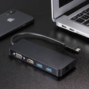 USB 3.0 Hubs 6 in 1 Type C Hub Type-C to HDMI VGA RJ45 Dual USB3.0 PD Charging Port Adapter Cable Converter for Laptop Macbook(Black)