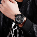 SKMEI 1515 Men Fashion Hip Hop Style Dual Display Electronic Watch Stainless Steel Watch(Black)