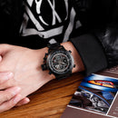 SKMEI 1515 Men Fashion Hip Hop Style Dual Display Electronic Watch Stainless Steel Watch(Black)