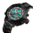 SKMEI 1515 Men Fashion Hip Hop Style Dual Display Electronic Watch Stainless Steel Watch(Black)