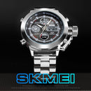 SKMEI 1515 Men Fashion Hip Hop Style Dual Display Electronic Watch Stainless Steel Watch(Black)