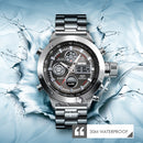 SKMEI 1515 Men Fashion Hip Hop Style Dual Display Electronic Watch Stainless Steel Watch(Black)