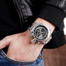 SKMEI 1515 Men Fashion Hip Hop Style Dual Display Electronic Watch Stainless Steel Watch(Silvery)