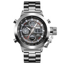 SKMEI 1515 Men Fashion Hip Hop Style Dual Display Electronic Watch Stainless Steel Watch(Silvery)