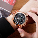 SKMEI 1515 Men Fashion Hip Hop Style Dual Display Electronic Watch Stainless Steel Watch(Rose Gold)