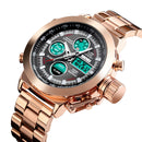 SKMEI 1515 Men Fashion Hip Hop Style Dual Display Electronic Watch Stainless Steel Watch(Rose Gold)