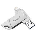 Richwell DXZ64 USB Flash Disk 64G 3 in 1 Micro USB + 8 Pin + USB 3.0 Compatible IPhone & IOS(Silver)