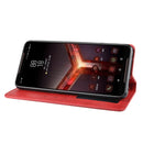 Magnetic Buckle Retro Crazy Horse Texture Horizontal Flip Leather Case for Asus ROG Phone II ZS660KL ,with Holder & Card Slots & Photo Frame(Red)