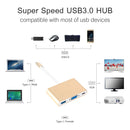 USB Type C to VGA 3-in-1 Hub Adapter supports USB Type C tablets and laptops for Macbook Pro / Google ChromeBook(Gold)