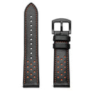 For Samsung Galaxy Watch Active 2 22mm Leather Eyelet Sport Watch Band(Black)