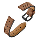 For Samsung Galaxy Watch Active 2 22mm Leather Eyelet Sport Watch Band(Brown)