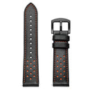 For Samsung Galaxy Watch Active 20mm Leather Eyelet Sport Watch Band(Black)