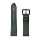 For Samsung Galaxy Watch Active 20mm Leather Eyelet Sport Watch Band(Army Green)