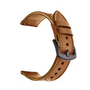 For Samsung Galaxy Watch Active 20mm Leather Eyelet Sport Watch Band (All Brown)