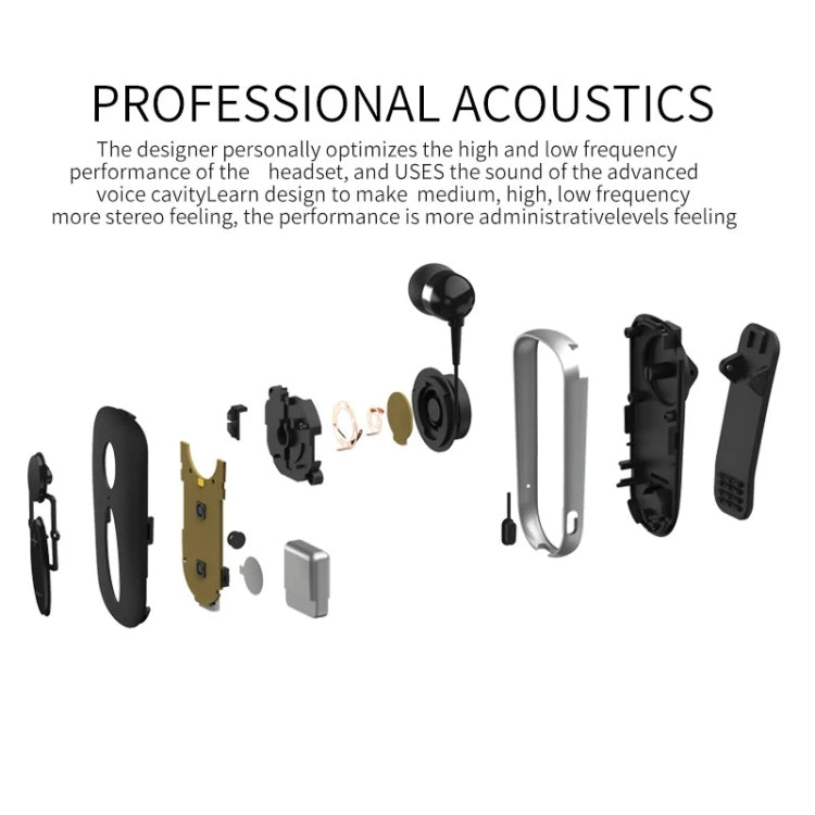 K36 Stereo Wireless Bluetooth Headset Calls Remind Vibration Wear Clip Driver Auriculares Earphone(Black)