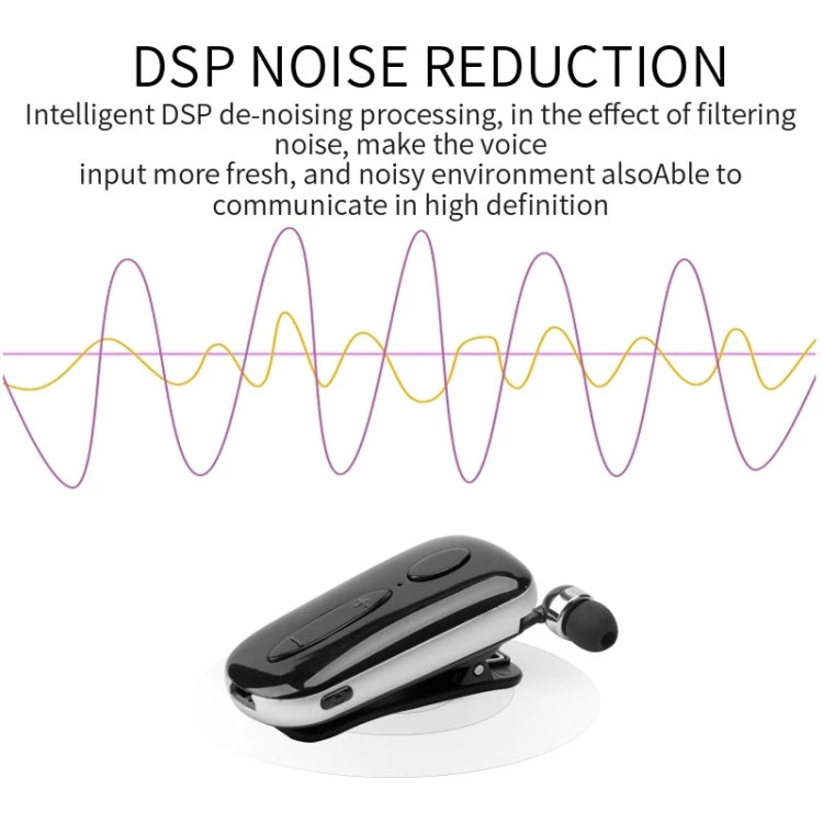 K36 Stereo Wireless Bluetooth Headset Calls Remind Vibration Wear Clip Driver Auriculares Earphone(Black)