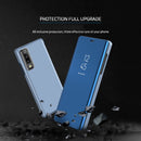 For Galaxy A30s / A50s Plating Mirror Left and Right Flip Cover with Bracket Holster(Black)