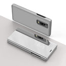 For Galaxy A30s / A50s Plating Mirror Left and Right Flip Cover with Bracket Holster(Silver)