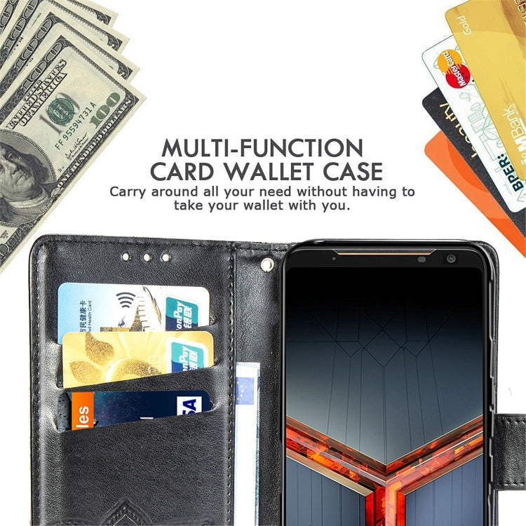 For Asus ROG Phone II 2 ZS660K Butterfly Love Flowers Embossing Horizontal Flip Leather Case with Holder & Card Slots & Wallet & Lanyard(Black)