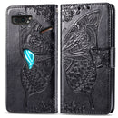 For Asus ROG Phone II 2 ZS660K Butterfly Love Flowers Embossing Horizontal Flip Leather Case with Holder & Card Slots & Wallet & Lanyard(Black)