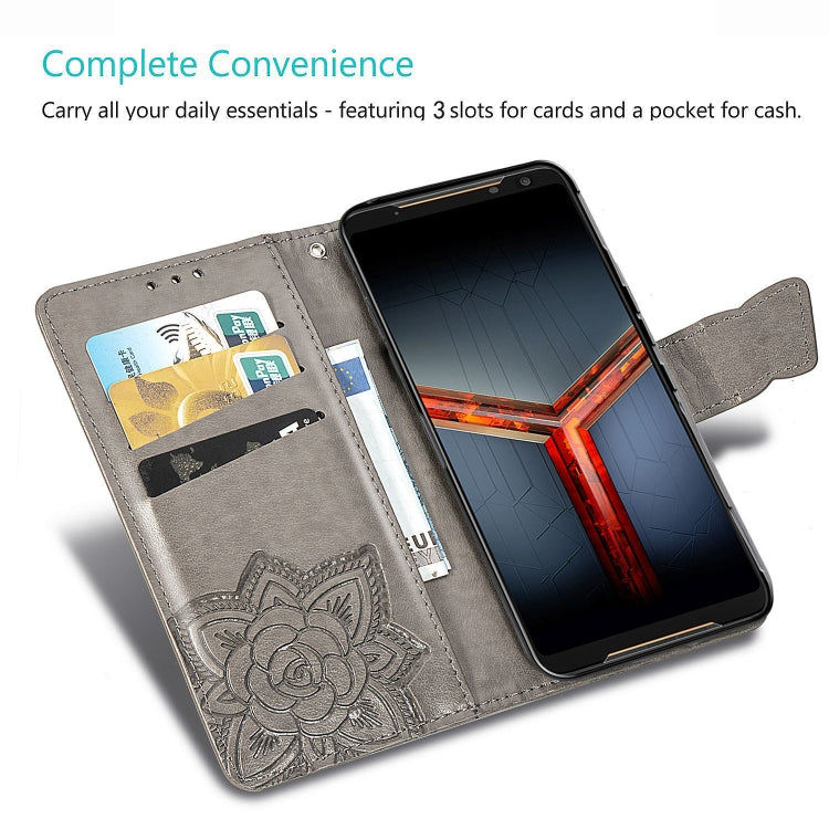 For Asus ROG Phone II 2 ZS660K Butterfly Love Flowers Embossing Horizontal Flip Leather Case with Holder & Card Slots & Wallet & Lanyard(Black)