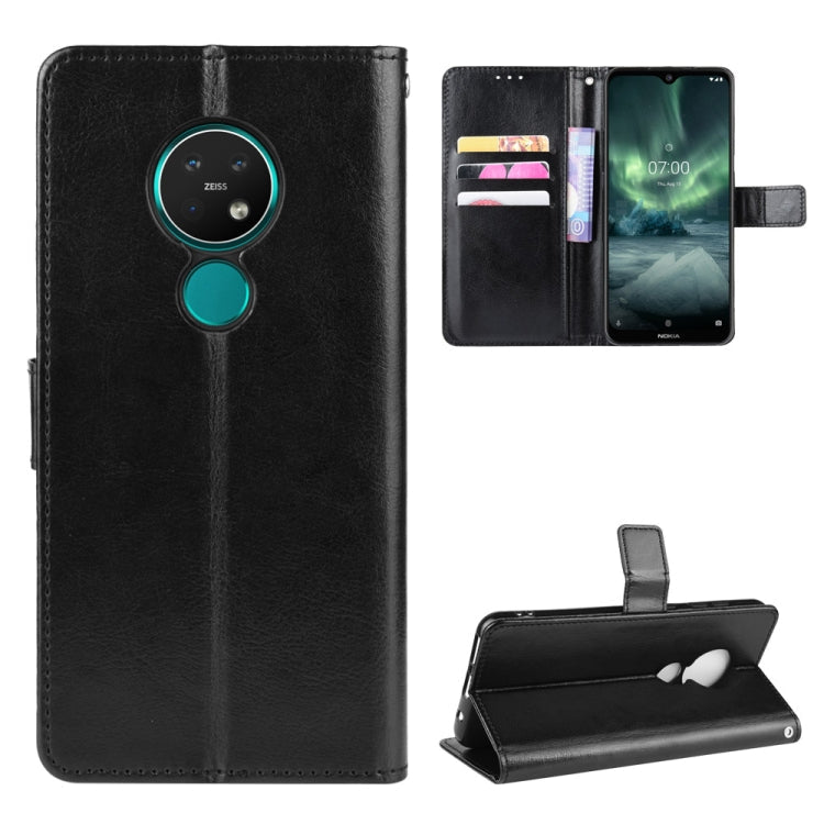 For Nokia 7.2 / Nokia 6.2 Retro Crazy Horse Texture Horizontal Flip Leather Case , with Holder & Card Slots & Photo Frame(Black)