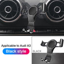 Suitable For Audi A3/S3 Car Mobile Phone Bracket Air Outlet Suction Cup From Gravity(Black)