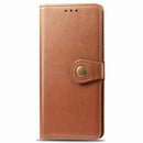 For Sony Xperia 5 Retro Solid Color Leather Buckle Phone Case with Lanyard & Photo Frame & Card Slot & Wallet & Stand Function(Brown)