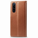 For Sony Xperia 5 Retro Solid Color Leather Buckle Phone Case with Lanyard & Photo Frame & Card Slot & Wallet & Stand Function(Brown)