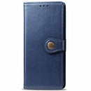 For Sony Xperia 5 Retro Solid Color Leather Buckle Phone Case with Lanyard & Photo Frame & Card Slot & Wallet & Stand Function(Blue)
