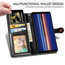 For Sony Xperia 5 Retro Solid Color Leather Buckle Phone Case with Lanyard & Photo Frame & Card Slot & Wallet & Stand Function(Blue)