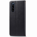 For Sony Xperia 5 Retro Solid Color Leather Buckle Phone Case with Lanyard & Photo Frame & Card Slot & Wallet & Stand Function(Black)