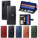 For Sony Xperia 5 Retro Solid Color Leather Buckle Phone Case with Lanyard & Photo Frame & Card Slot & Wallet & Stand Function(Red)