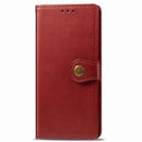 For Sony Xperia 5 Retro Solid Color Leather Buckle Phone Case with Lanyard & Photo Frame & Card Slot & Wallet & Stand Function(Red)