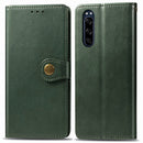 For Sony Xperia 5 Retro Solid Color Leather Buckle Phone Case with Lanyard & Photo Frame & Card Slot & Wallet & Stand Function(Green)