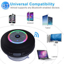 BTS-09 Wireless Bluetooth Speaker Waterproof Led FM Radio Subwoofer Bluetooth Column TF Card Suction Cup Mini Shower Speaker(Black)