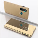 For OPPO Realme 5 Plated Mirror Horizontal Flip Leather with Stand Mobile Phone Holster(Gold)