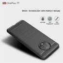 For Oneplus 7T Brushed Texture Carbon Fiber TPU Case(Navy Blue)