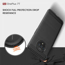 For Oneplus 7T Brushed Texture Carbon Fiber TPU Case(Navy Blue)