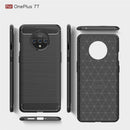For Oneplus 7T Brushed Texture Carbon Fiber TPU Case(Navy Blue)