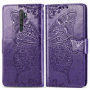 For OPPO A5 (2020) / A9 (2020) Butterfly Love Flower Embossed Horizontal Flip Leather Case with Bracket Lanyard Card Slot Wallet(Dark Purple)
