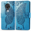 For Nokia 6.2 / 7.2 Butterfly Love Flower Embossed Horizontal Flip Leather Case with Bracket Lanyard Card Slot Wallet(Blue)