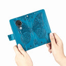 For Nokia 6.2 / 7.2 Butterfly Love Flower Embossed Horizontal Flip Leather Case with Bracket Lanyard Card Slot Wallet(Blue)